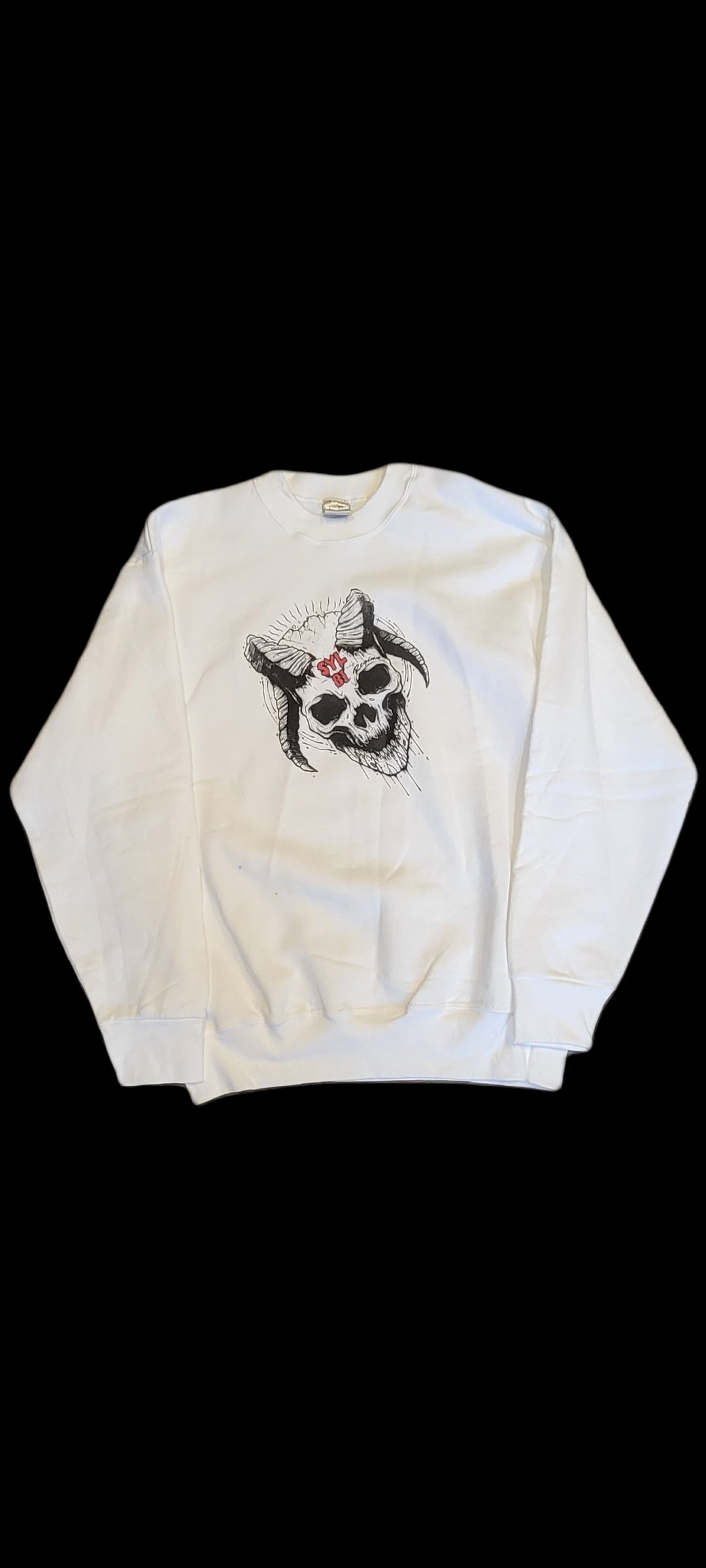 White skull crewneck